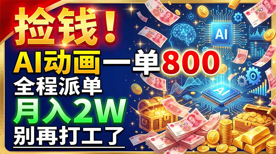 捡钱！AI动画一单800，全程派单，月入2W，别再打工了-青虫资源网