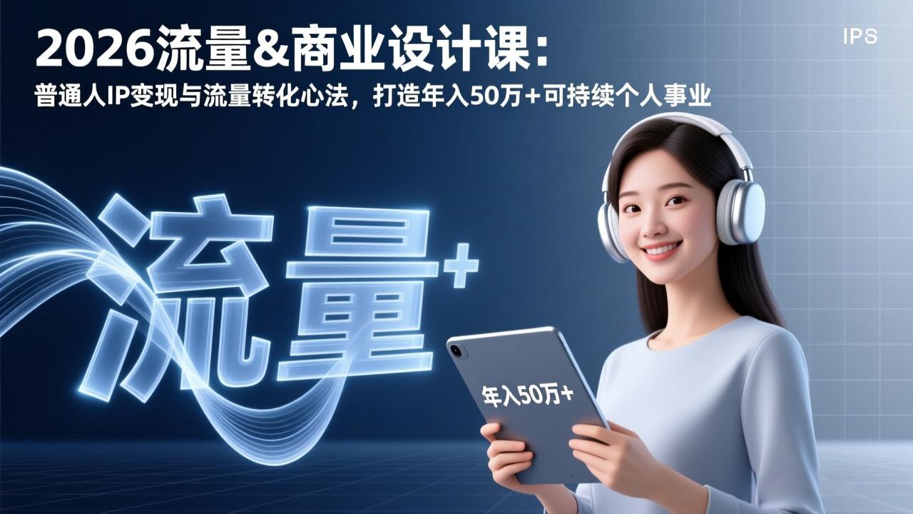 2026流量&商业设计课：普通人IP变现与流量转化心法，打造年入50万+可持续个人事业-快名资源网