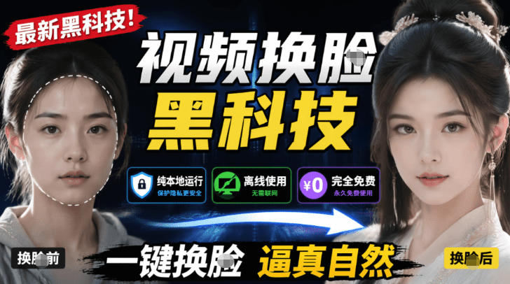 AI人工智能如此夸张？一键视频换Lian黑科技，纯本地离线运行，本地视频换Lian娱乐工具，AI FaceSwap-快名资源网