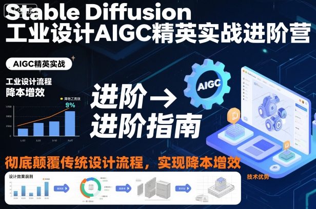 Stable Diffusion工业设计AIGC精英实战进阶营，彻底颠覆传统设计流程，实现降本增效-快名资源网