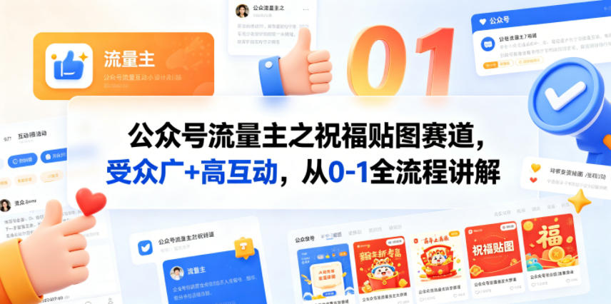 公众号流量主之祝福贴图赛道，受众广+高互动，从0-1全流程讲解-青虫资源网