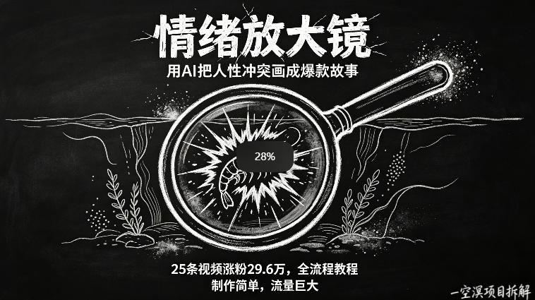 AI制作“情绪放大镜“视频，25条视频涨粉29.6W粉，流量巨大，制作简单，全流程教程-青虫资源网