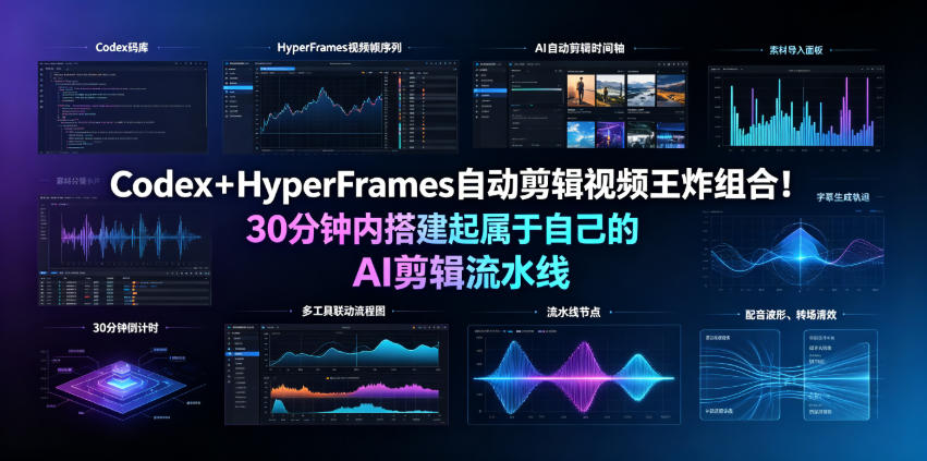 Codex＋HyperFrames自动剪辑视频王炸组合！30分钟内搭建起属于自己的AI剪辑流水线(完整版实操教程手册)-青虫资源网