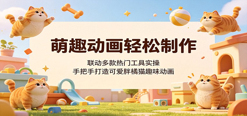 萌趣动画轻松制作，联动多款热门工具实操，手把手打造可爱胖橘猫趣味动画-快名资源网