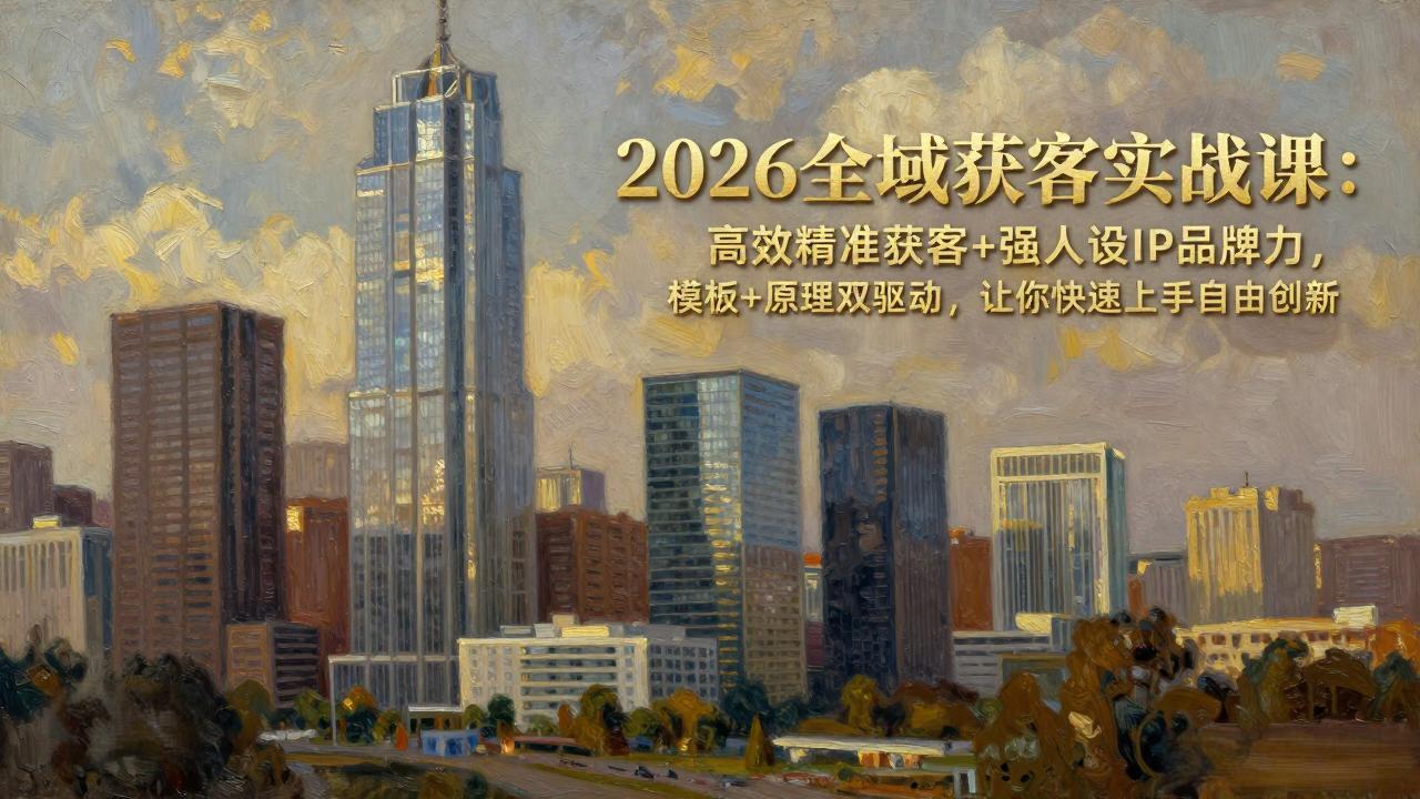 2026全域获客实战课：高效精准获客+强人设IP品牌力，模板+原理双驱动，让你快速上手自由创新-快名资源网