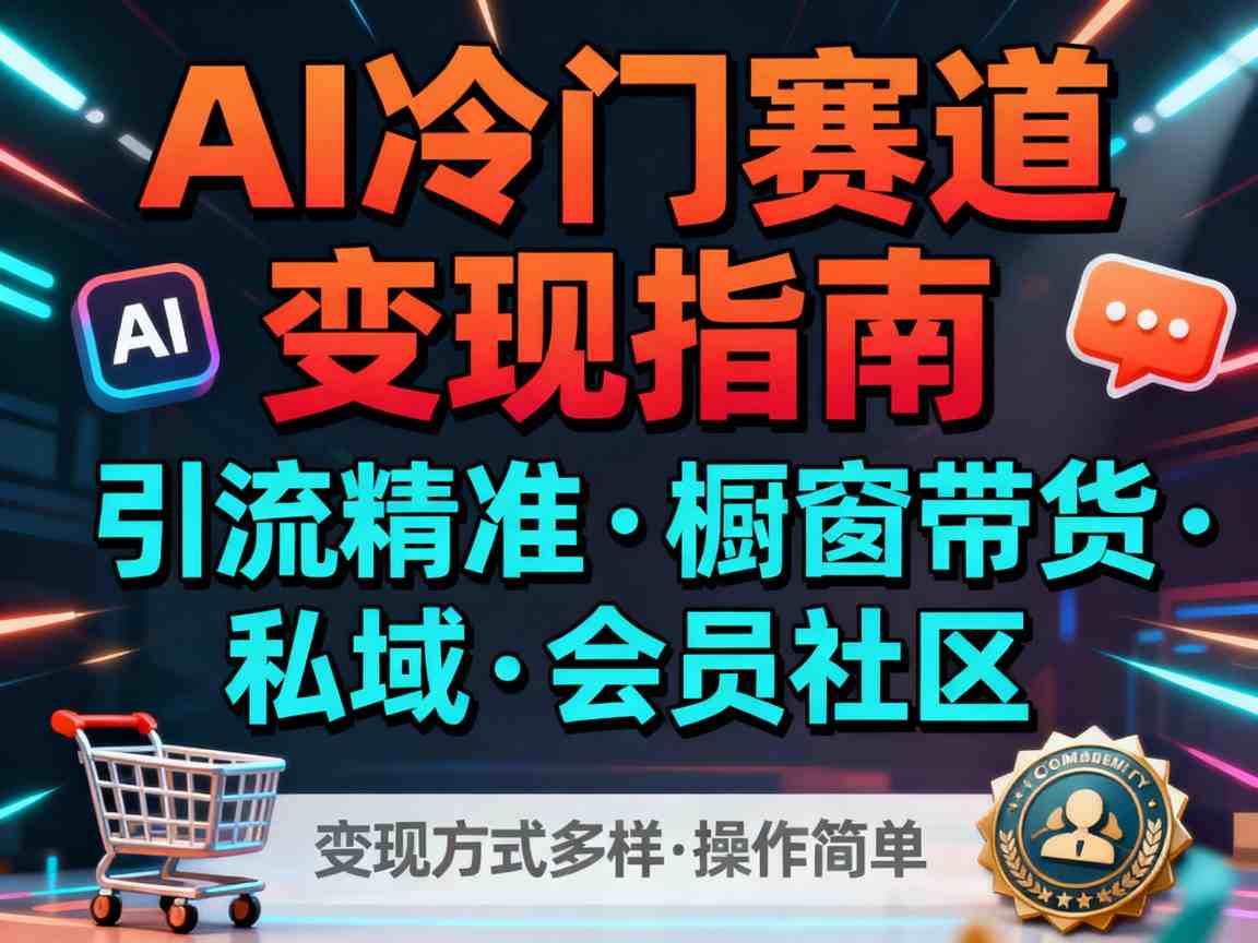 AI冷门赛道，引流精准，橱窗带货+私域+会员社区，变现方式多样，操作简单-快名资源网
