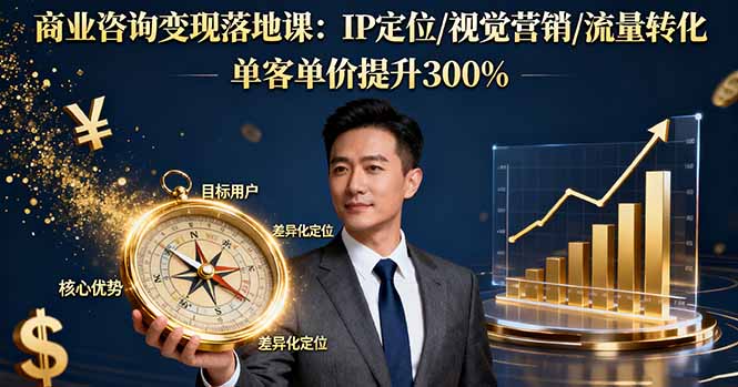 商业咨询变现落地课：IP定位/视觉营销/流量转化，单客单价提升300%-快名资源网