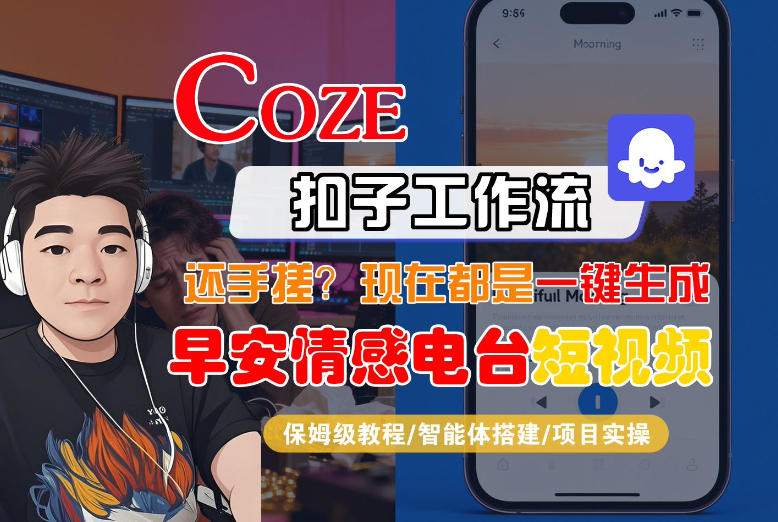 【Coze工作流搭建实操教程】【coze】早安情感电台日签视频还在手动做？用扣子工作流自动生成，省时90%-快名资源网