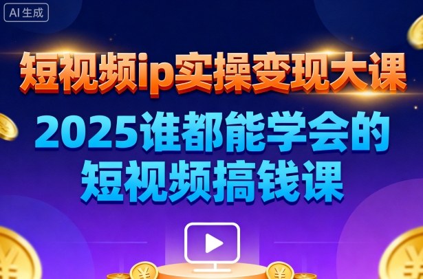短视频ip实操变现大课，7月26-27日广州站线下课，2025谁都能学会的短视频搞钱课-快名资源网