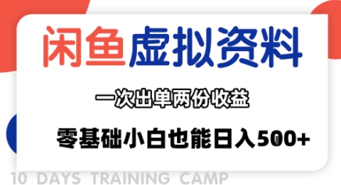 闲鱼虚拟资料新变现玩法，信息差项目，一次出单两份收益，无需囤货，可批量矩阵，零基础小白也能日入多张-快名资源网