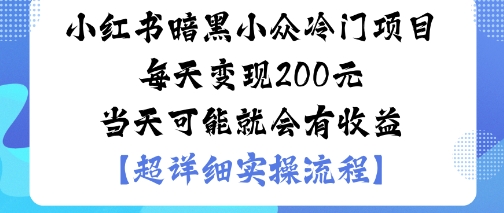 小红书暗黑小众冷门项目每天变现2张当天可能就会有收益-快名资源网