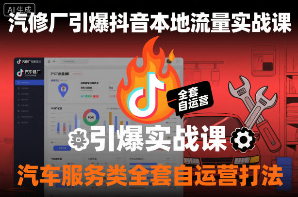 汽修厂引爆抖音本地流量实战课，汽车服务类全套自运营打法-快名资源网