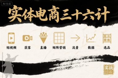 实体电商三十六计，短视频-获客-直播-矩阵营销-流量-数据-选品-快名资源网