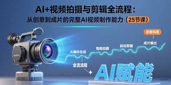 AI+视频拍摄与剪辑全流程：从创意到成片的完整AI视频制作能力(25节课-快名资源网