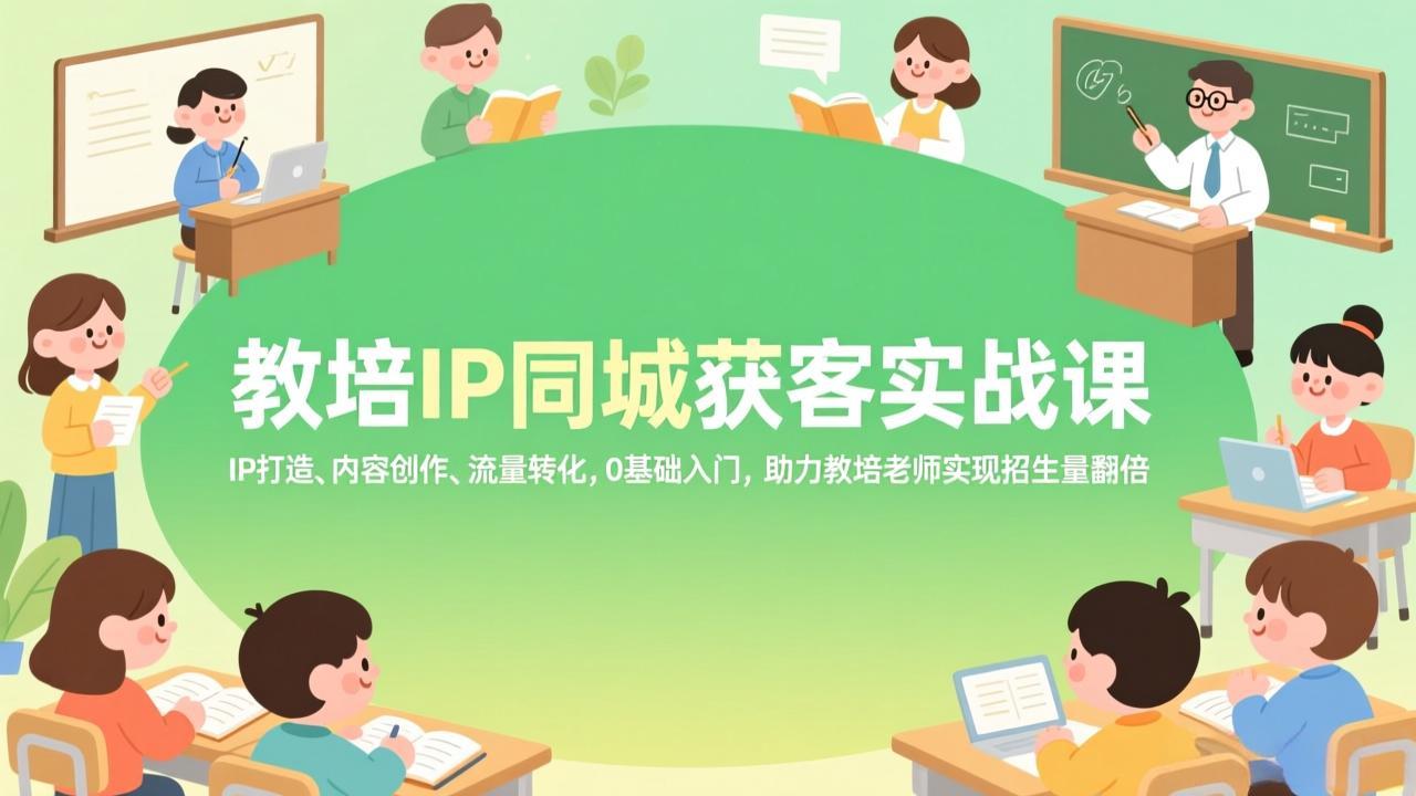 教培IP同城获客实战课，IP打造、内容创作、流量转化，0基础入门，助力教培老师实现招生量翻倍-快名资源网
