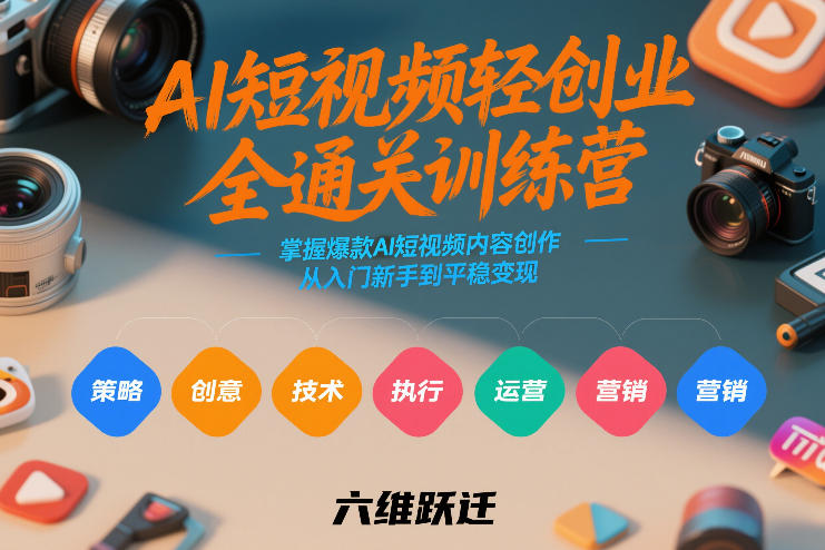 AI短视频轻创业全通关训练营，掌握爆款AI短视频内容创作，从入门新手到平稳变现的六维跃迁-快名资源网