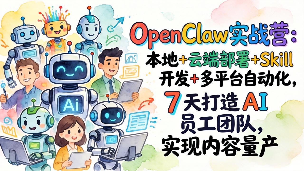 OpenClaw实战营：本地+云端部署+Skill开发+多平台自动化，7 天打造 AI 员工团队，实现内容量产-快名资源网