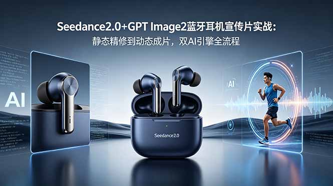 Seedance2.0+GPT Image2蓝牙耳机宣传片实战：静态精修到动态成片，双AI引擎全流程-青虫资源网
