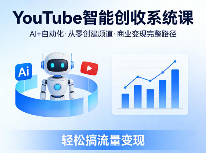 YouTube智能创收系统课，AI+自动化，从零创建YouTube频道并实现商业变现的完整路径，轻松搞流量变现-青虫资源网