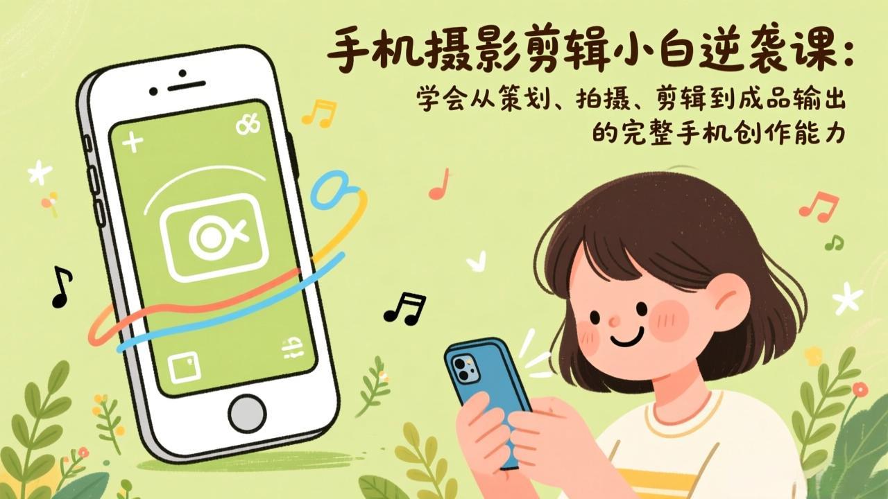 手机摄影剪辑小白逆袭课：学会从策划、拍摄、剪辑到成品输出的完整手机创作能力-快名资源网