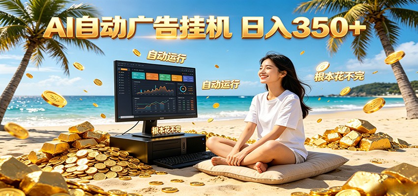 AI自动广告挂机 日入350+ 真正做到躺赚式变现，根本花不完！-快名资源网