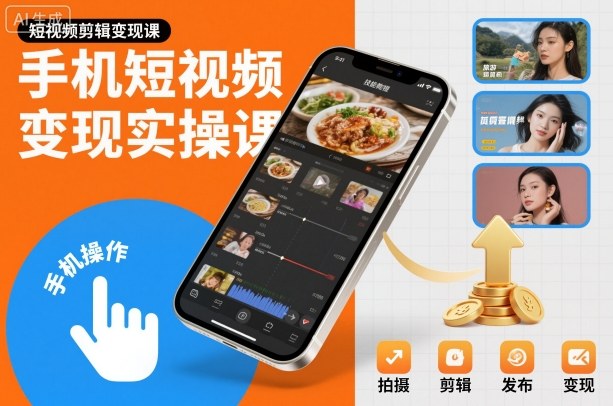 手机短视频变现实操课，短视频剪辑变现课-快名资源网