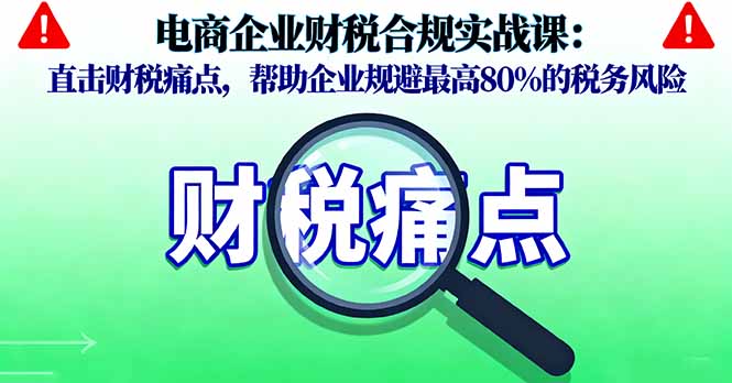电商企业财税合规实战课，直击财税痛点，帮助企业规避最高80%的税务风险-青虫资源网