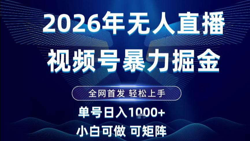2026最新视频号无人直播掘金，全网首发，小白可以玩，长期稳定日入1k+【揭秘】-快名资源网