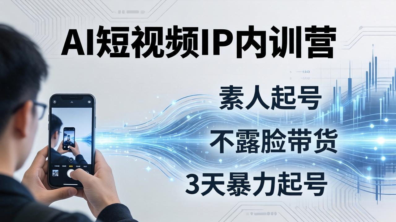 2026AI短视频IP内训营：从素人起号到不露脸带货，3天暴力起号全流程拆解-快名资源网
