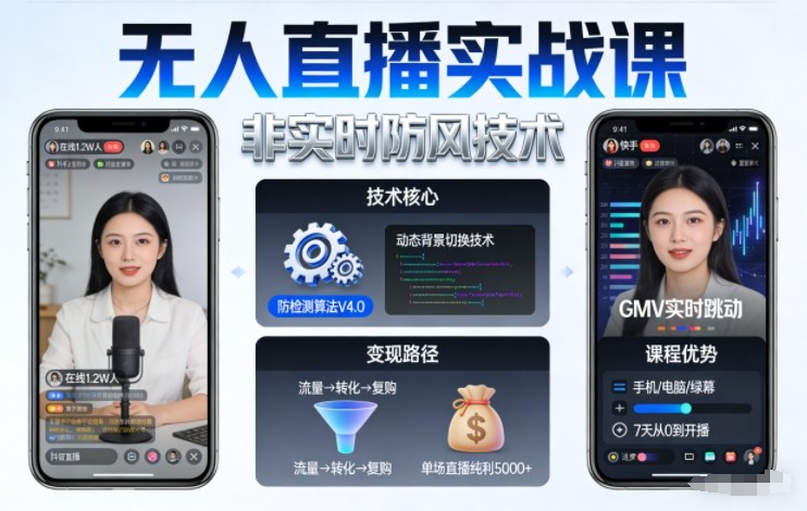 宝子哥无人直播实战课，非实时防风技术，聚焦抖音快手等平台直播带货，轻松开启直播变现之路(更新2026年6月7日)-快名资源网