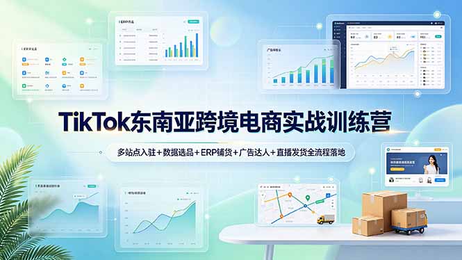 TikTok东南亚跨境电商实战训练营：多站点入驻+数据选品+ERP铺货+广告达人+直播发货全流程落地-青虫资源网