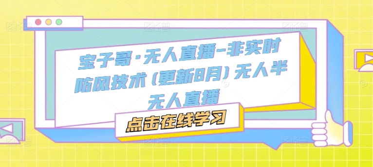 宝子哥·无人直播-非实时防风技术(更新25年6月)无人半无人直播-快名资源网