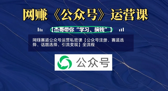 网创赛道公众号运营私密课【公众号注册、赛道选择、话题选择、引流变现】全流程-快名资源网