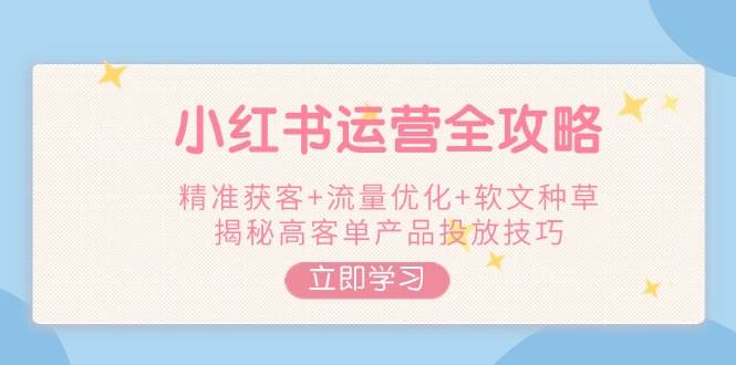 小红书运营全攻略，精准获客+流量优化+软文种草，揭秘高客单产品投放技巧-快名资源网