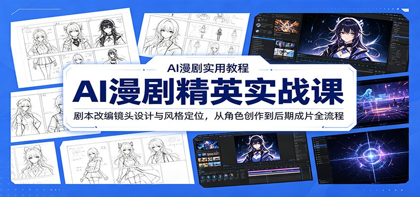 AI漫剧精英实战课：剧本改编镜头设计与风格定位，从角色创作到后期成片全流程-快名资源网