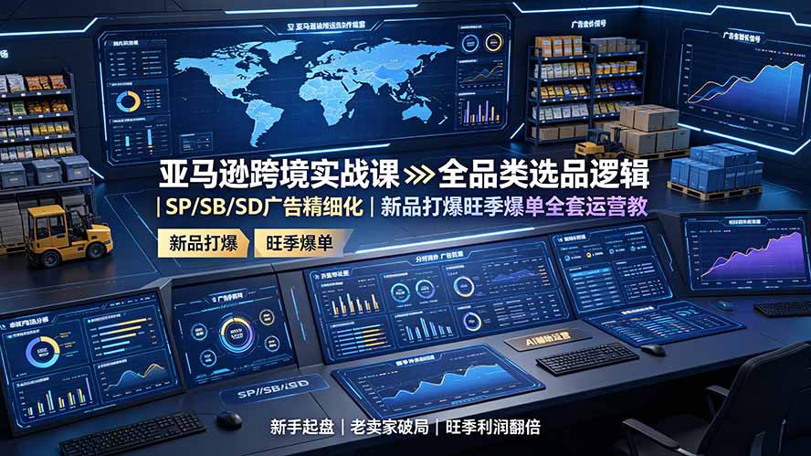 亚马逊跨境实战课：全品类选品逻辑｜SP/SB/SD广告精细化｜新品打爆旺季爆单全套运营教程-青虫资源网