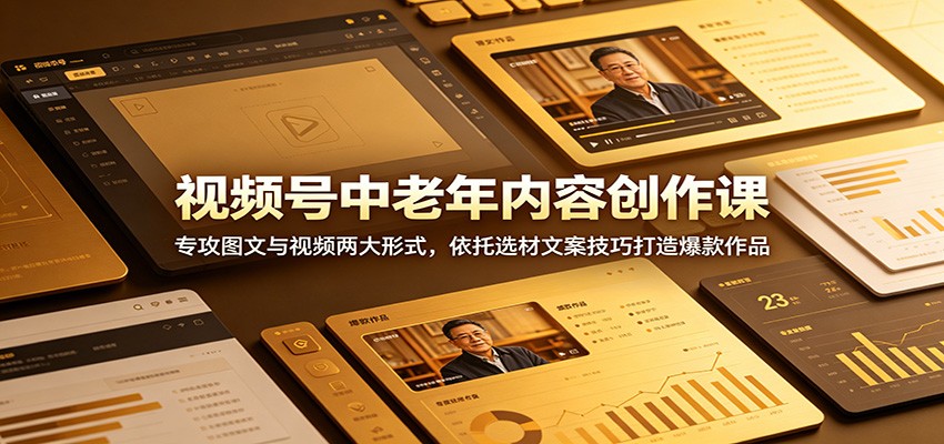 视频号中老年内容创作课：专攻图文与视频两大形式，依托选材文案技巧打造爆款作品-快名资源网