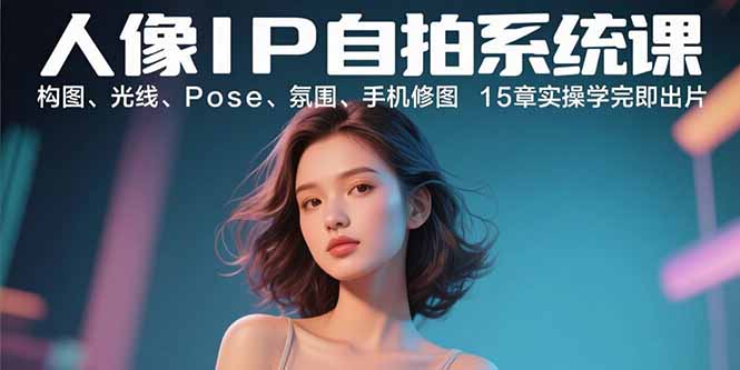 人像IP自拍系统课：构图、光线、Pose、氛围、手机修图 15章实操学完即出片-快名资源网