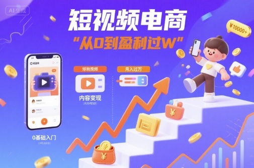 短视频电商：短视频变现从0到盈利过W-快名资源网