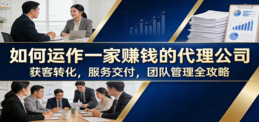 如何运作一家赚钱的代理公司：获客转化，服务交付，团队管理全攻略-快名资源网