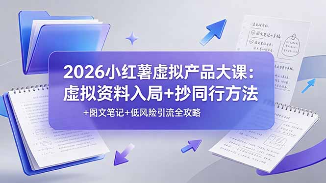 2026小红薯虚拟产品大课：虚拟资料入局+抄同行方法+图文笔记+低风险引流全攻略-快名资源网