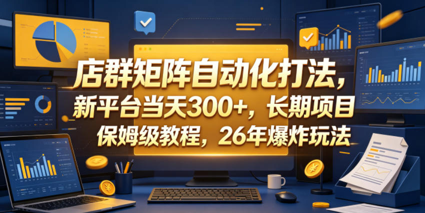 店群矩阵自动化打法，新平台当天300+，长期项目，保姆级教程，26年爆炸玩法【揭秘】-快名资源网