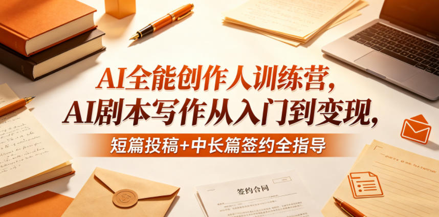 AI全能创作人训练营，AI剧本写作从入门到变现，短篇投稿+中长篇签约全指导-快名资源网