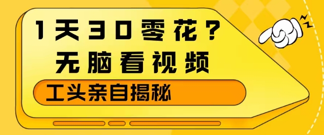 1天30零花？无脑看视频，大佬亲自揭秘-快名资源网