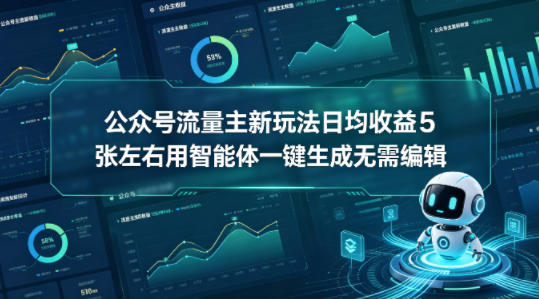 公众号流量主新玩法日均收益5张左右用智能体一键生成无需编辑-快名资源网