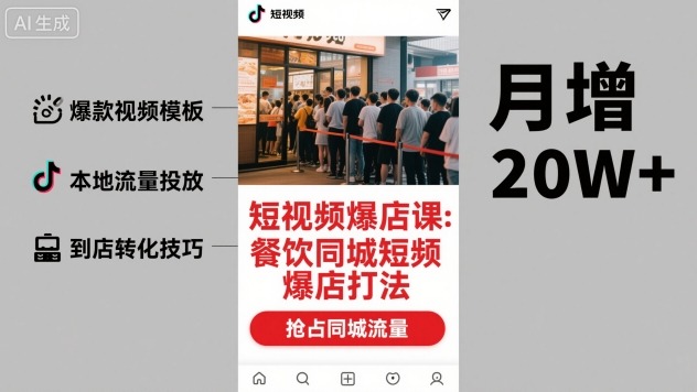 短视频爆店课，餐饮同城短视频爆店打法-快名资源网