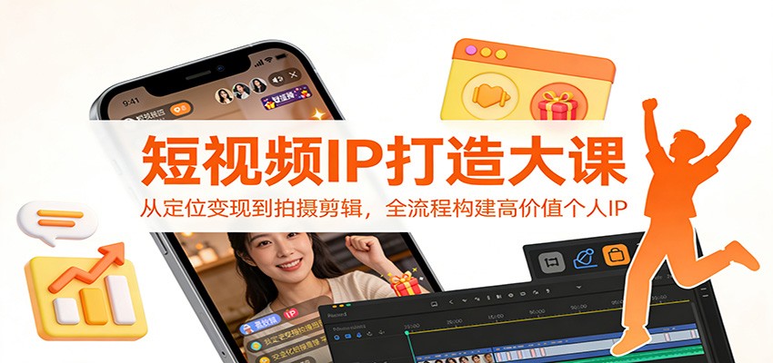 短视频IP打造大课：从定位变现到拍摄剪辑，全流程构建高价值个人IP-快名资源网