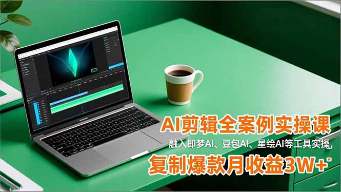 AI剪辑全案例实操课，融入即梦AI、豆包AI、星绘AI等工具实操，复制爆款月收益3W+-快名资源网