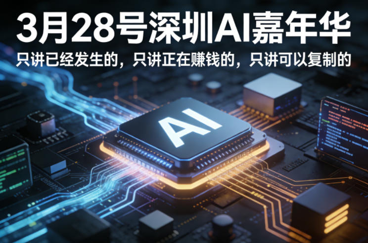 3月28号深圳AI嘉年华，只讲已经发生的，只讲正在賺钱的，只讲可以复制的-快名资源网