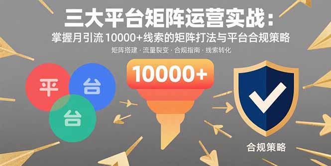 三大平台矩阵运营实战：掌握月引流10000+线索的矩阵打法与平台合规策略-快名资源网